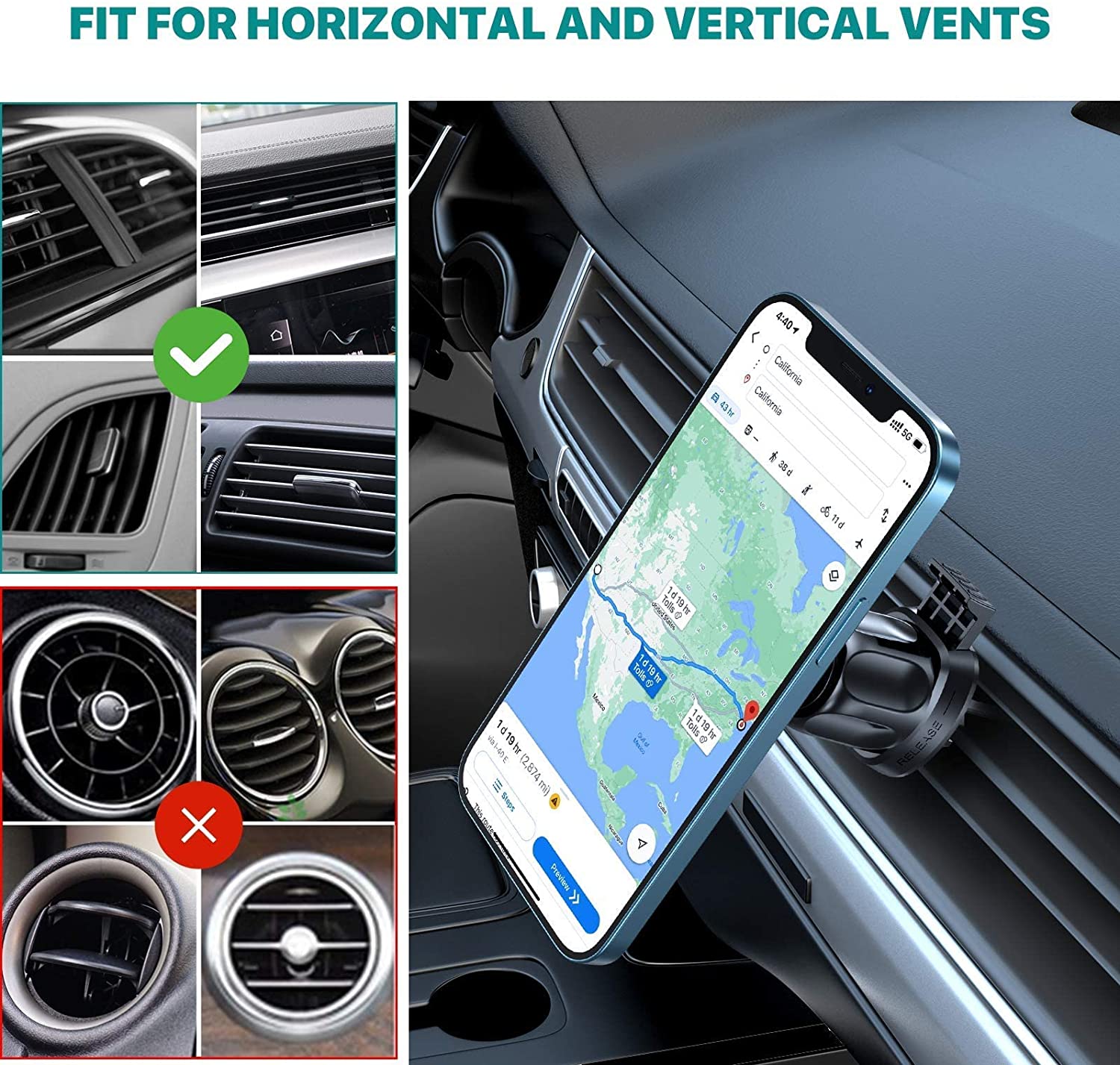 Excel Series│Magnetic Phone Holder for Air Vent