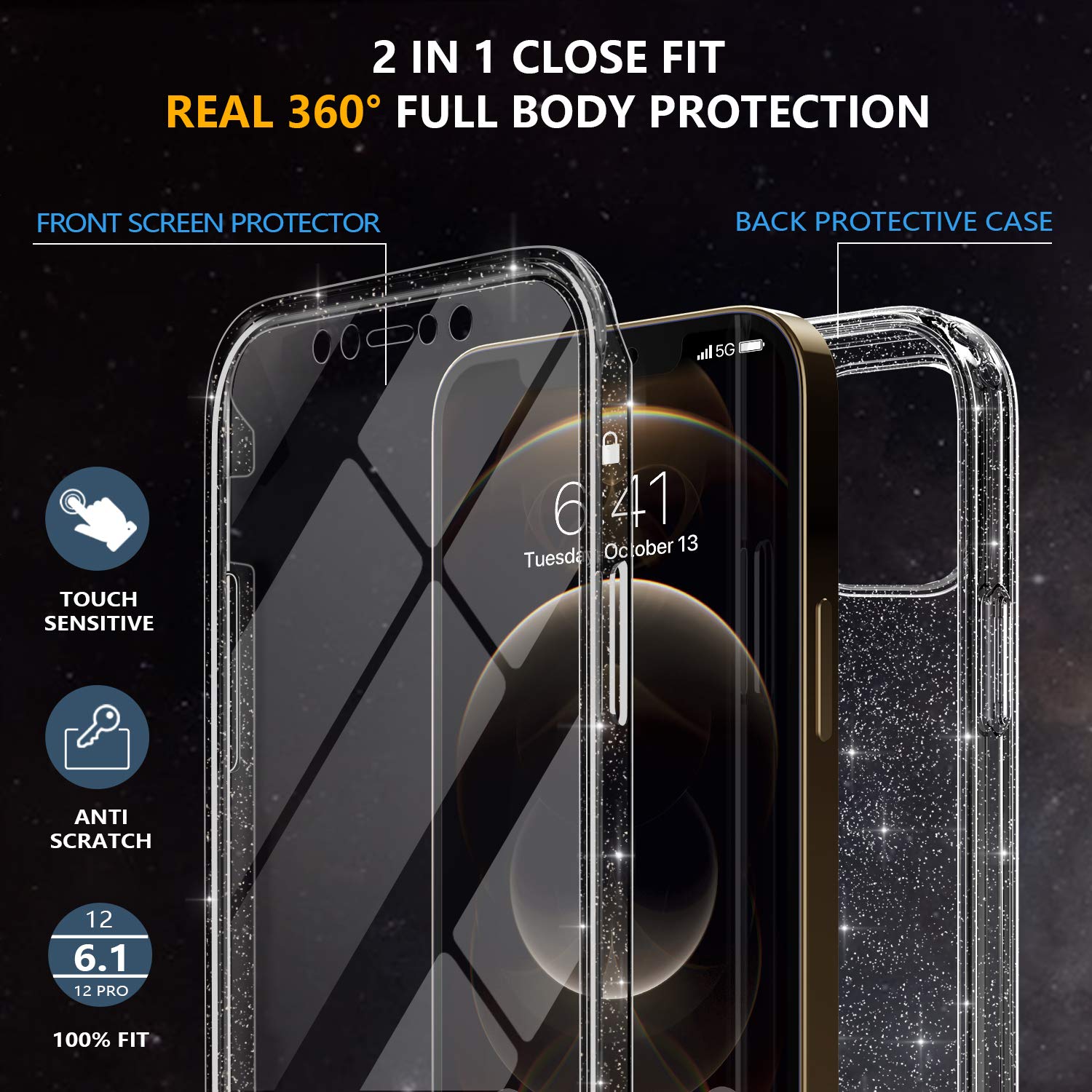 Defender Series│Glitter Resin Case for iPhone 12/12 Pro